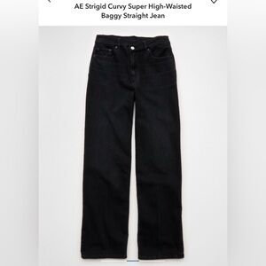 American Eagle Curvy Super High Rise Baggy Straight Jeans Black NWT